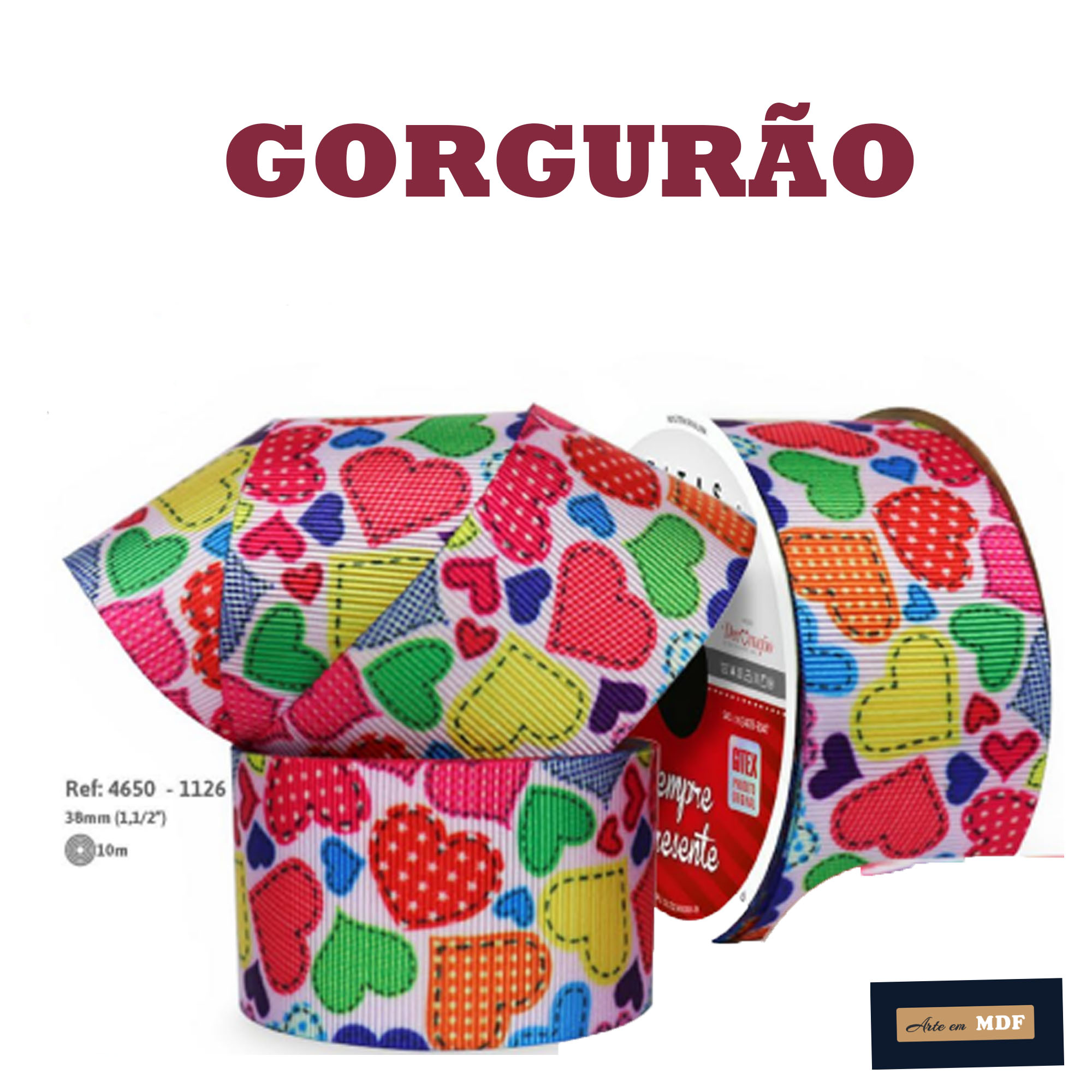 FITA REF 4650/9 -10 MTS - KIDS GORG HD 1126 - CORACOES COLORIDOS PONTILHADOS ... FUNDO ROSA