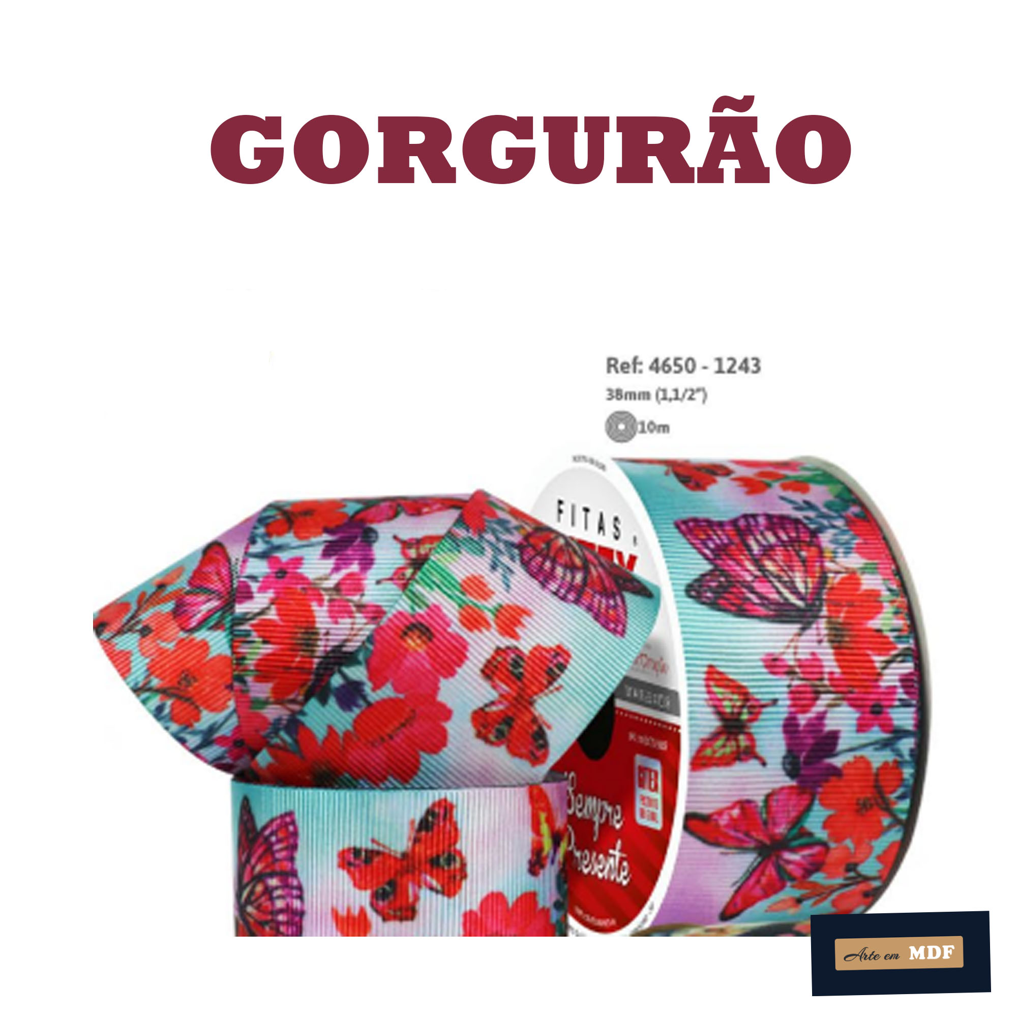 FITA REF 4650/9 -10 MTS - KIDS GORG HD 1243 - BORBOLETAS E JARDIM FLORIDO FUNDO DEGRADE AZUL LILAS  ....