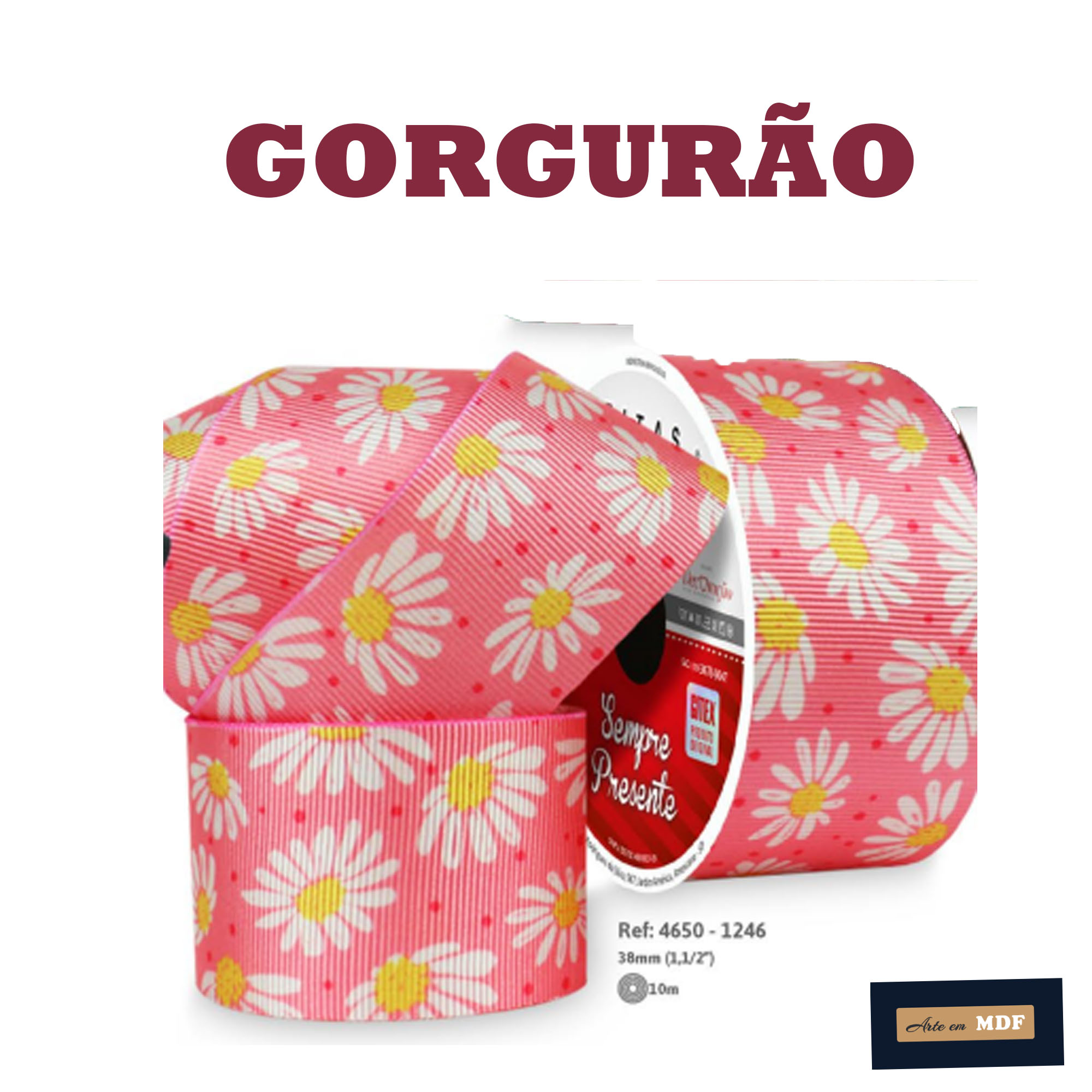 FITA REF 4650/9 -10 MTS - KIDS GORG HD 1246 - MARGARIDAS FUNDO ROSA APRICOT ...