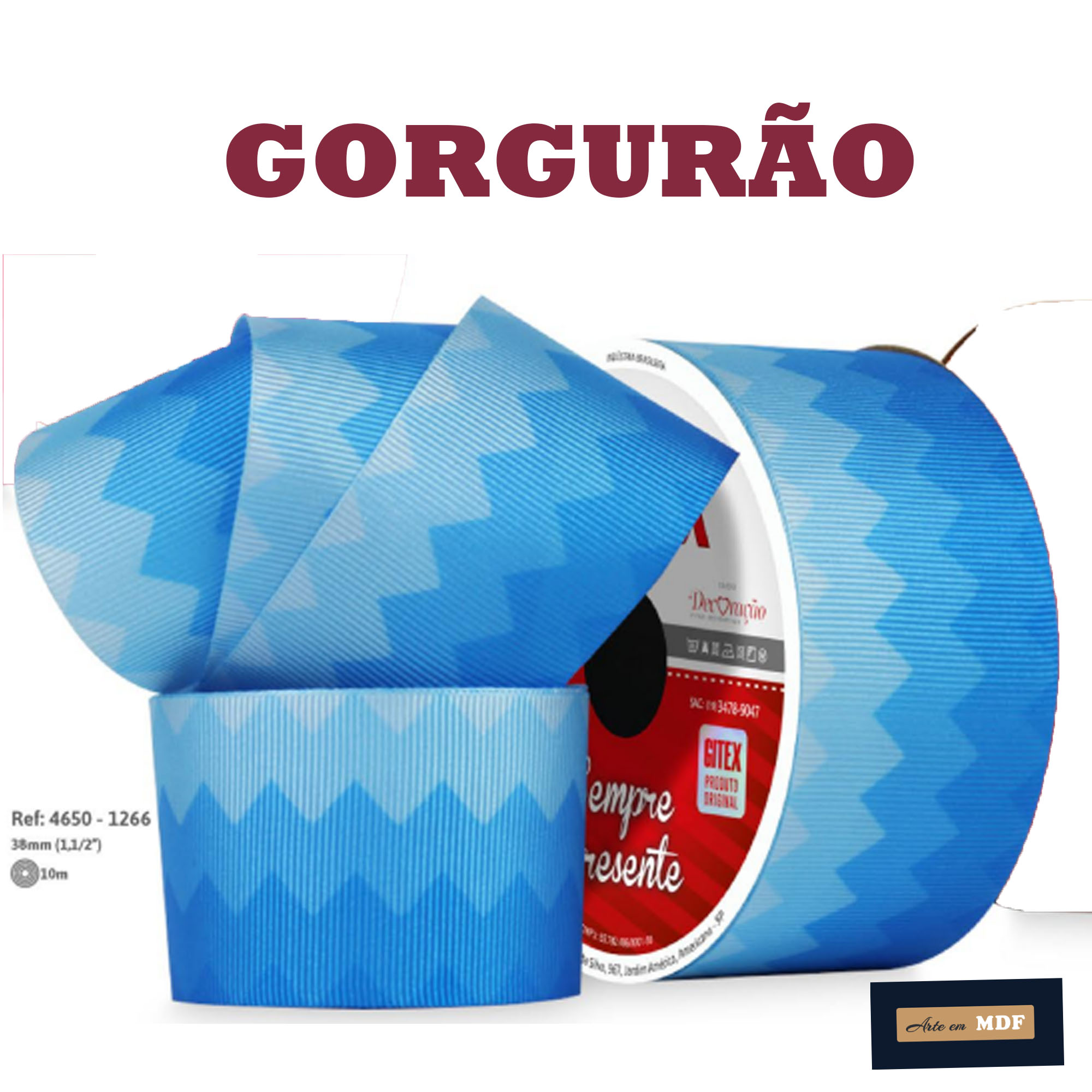 FITA REF 4650/9 -10 MTS - KIDS GORG HD 1266 - CHEVRON TRIANGULOS DEGRADE AZUL CAPRI