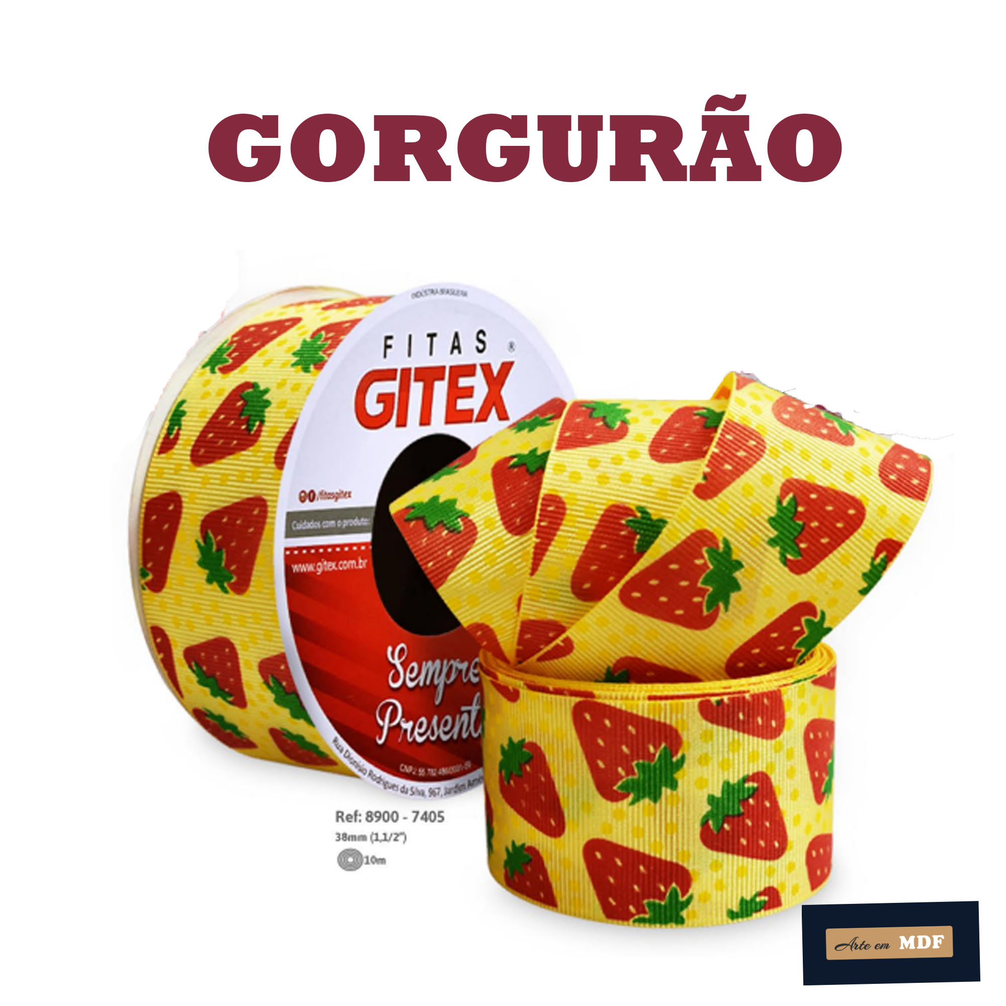 FITA REF 8900/9 - RL 10 MTS GORGURAO 7405 - FUNDO 189  POA AMARELO  MORANGUINHO