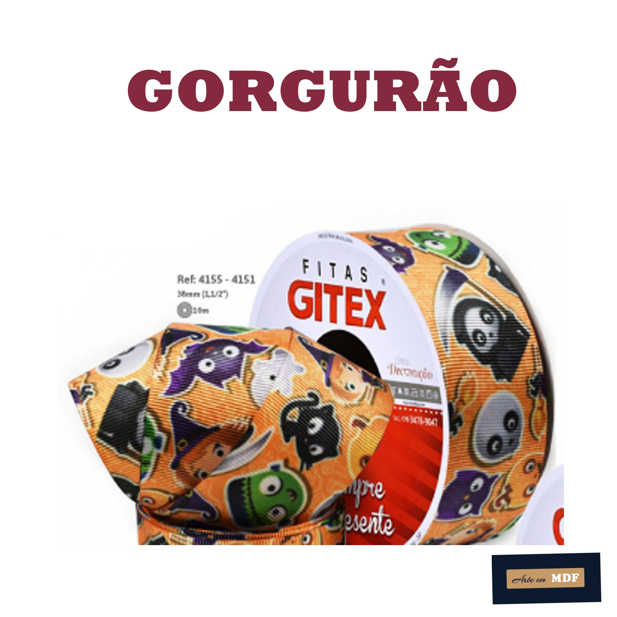 FITA REF 4155/9 - 10 MTS - HALLOWEEN GORG HD 4151 - BRUXINHA FANTASMINHA LUA  FRANK ABOBORA CORUJA FUNDO LARANJA