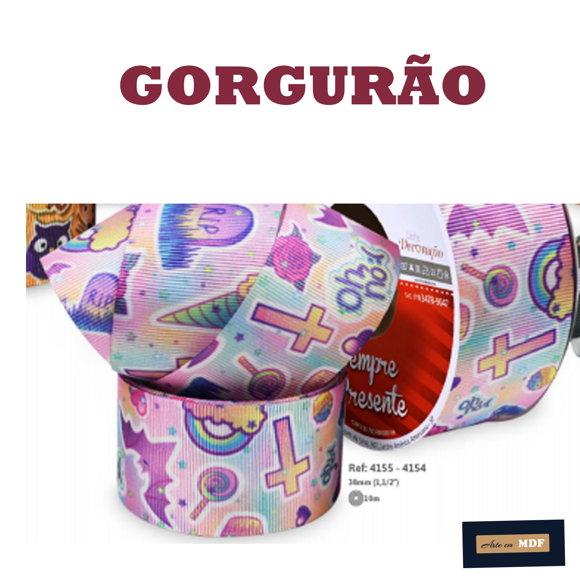 FITA REF 4155/9 - 10 MTS - HALLOWEEN GORG HD 4154 - CRUZ ARCO IRIS MORCEGO ROSA - FUNDO COLORIDO