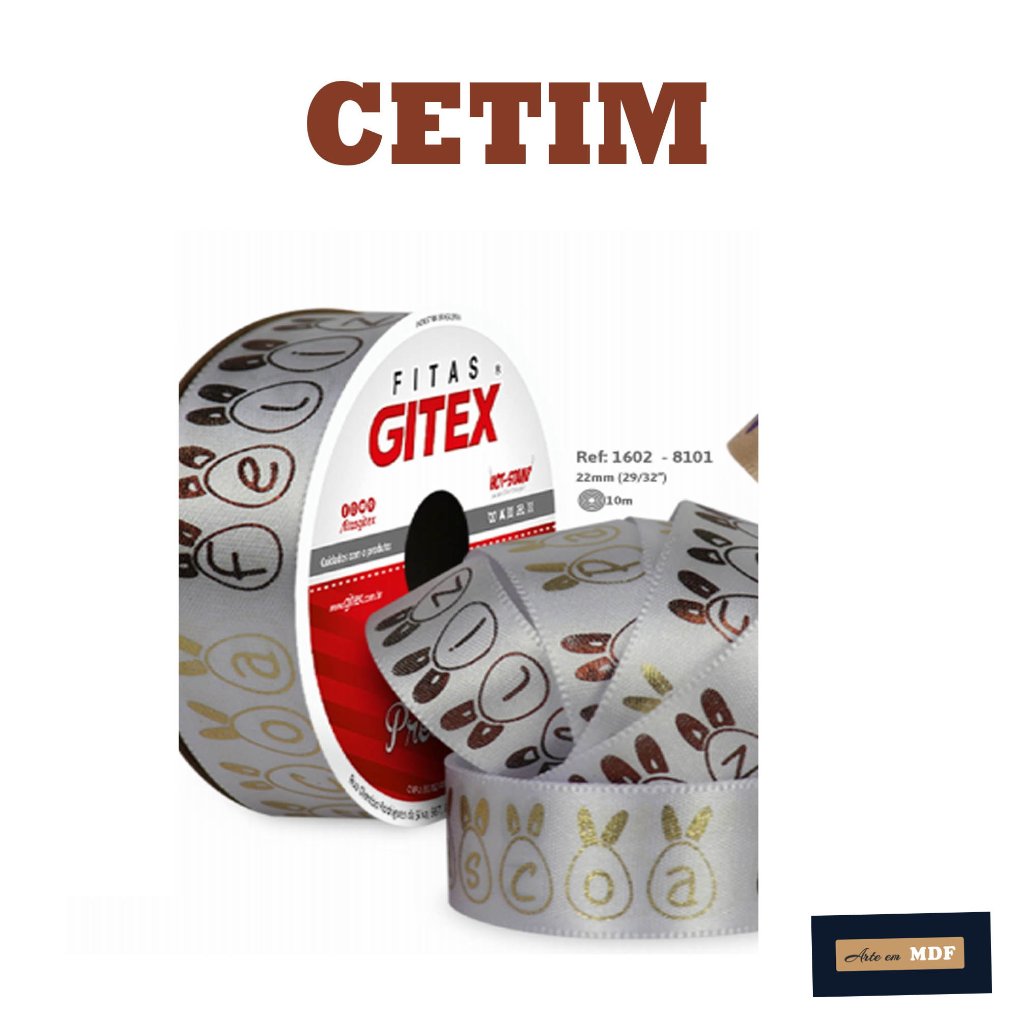 FITA REF 1602/5 -10MTS-OVO FELIZ PASCOA HOT STAMP 8101 - FUNDO 101 - HOT STAMP DOURADO / MARRON