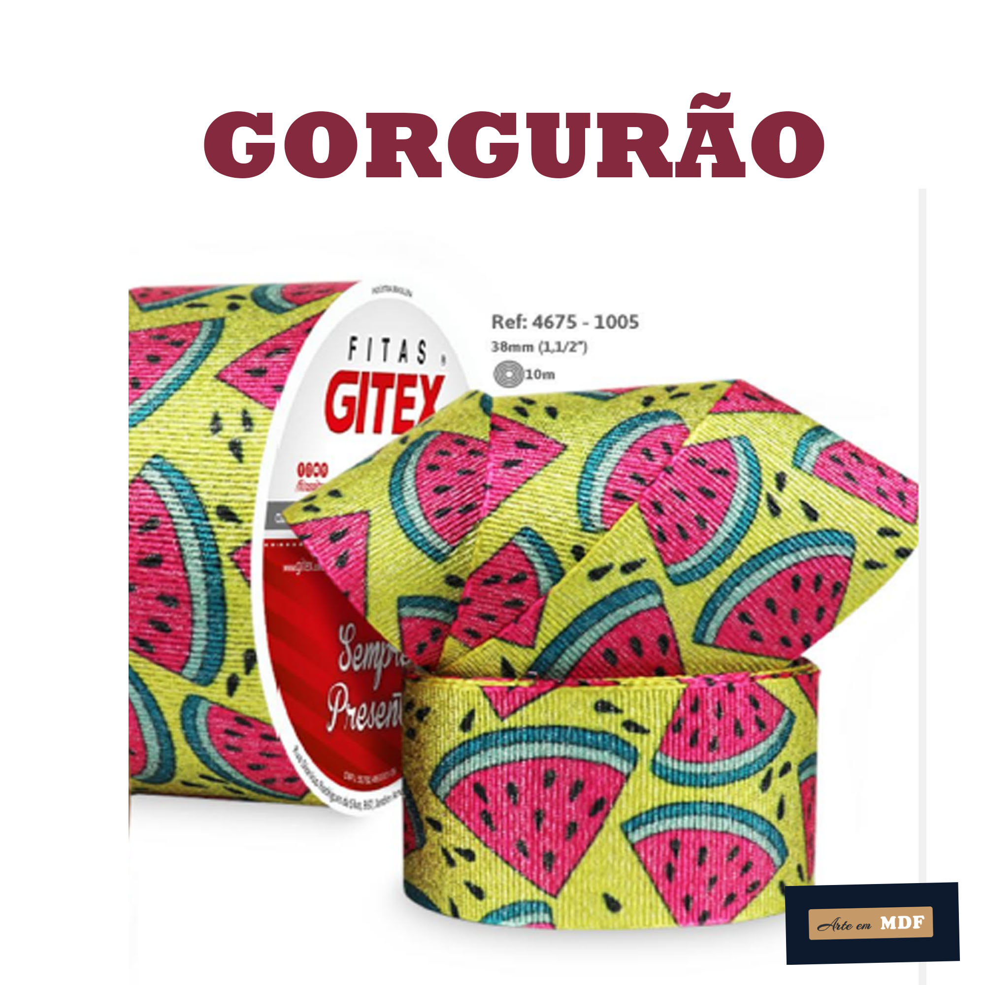 FITA REF 4675/9 GORG GLITERIZADO MET HD 1005 - MELANCIA POP ART FUNDO CANARIO