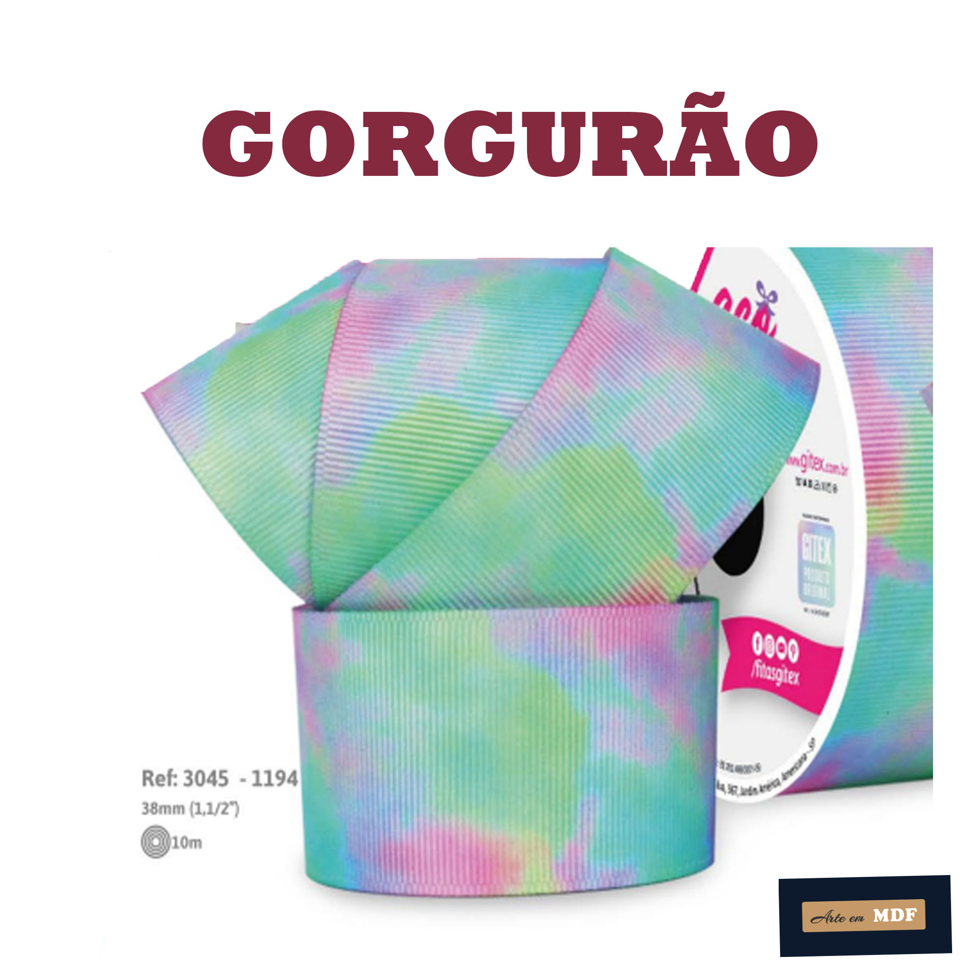 FITA REF 3045/9 -RL-10MTS-38mm-GORG LACO&MANIA HD 1194 - TIE DYE AURORA BOREAL VERDE ROSA LILAS ...