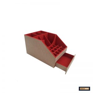 CAIXA MAQUIAGEM COM GAVETA FLOCADA