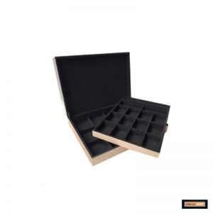 CAIXA FLOCADA 36X26X6 C/ BAND E PORTA ANEL