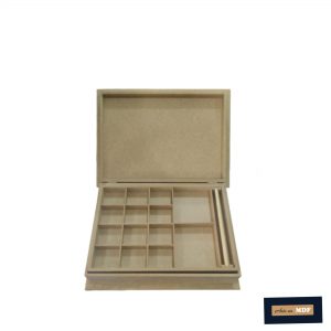 CAIXA JOIA C/ BANDEJA E ANELEIRA